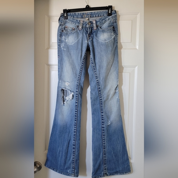 Bebe Rhinestone Flare Jeans - Picture 2 of 15